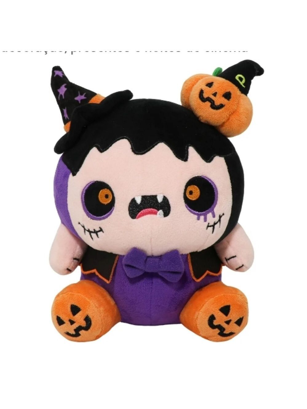 2/$20 Gothic Halloween Plush Toy with Pumpkin Hat